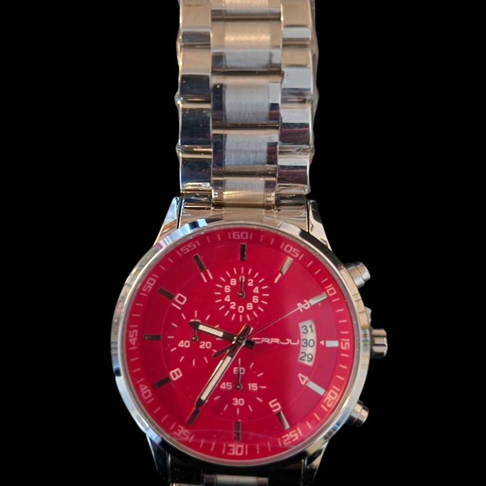 CRRJU Red Unisex Dial Fashion Watch